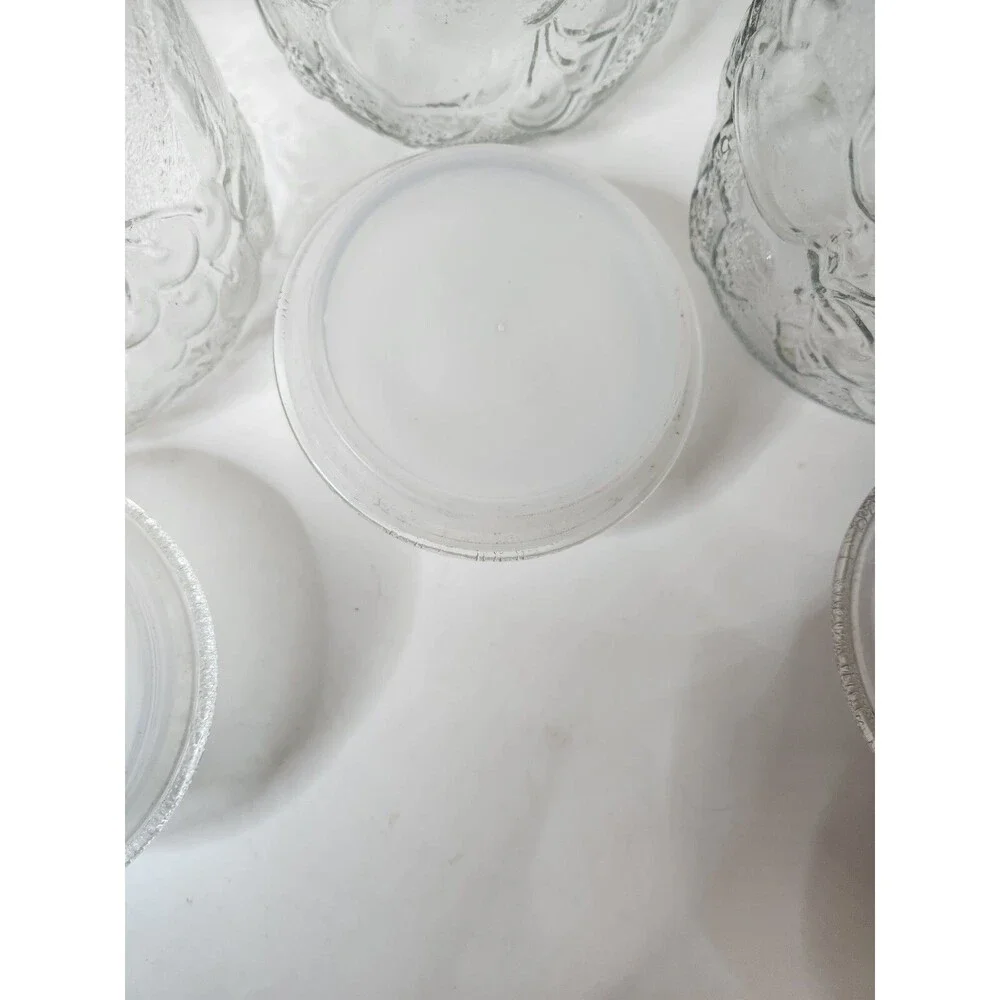 Vintage Libbey Glass Orchard Fruit Embossed Clear Glass Canisters Set of 3